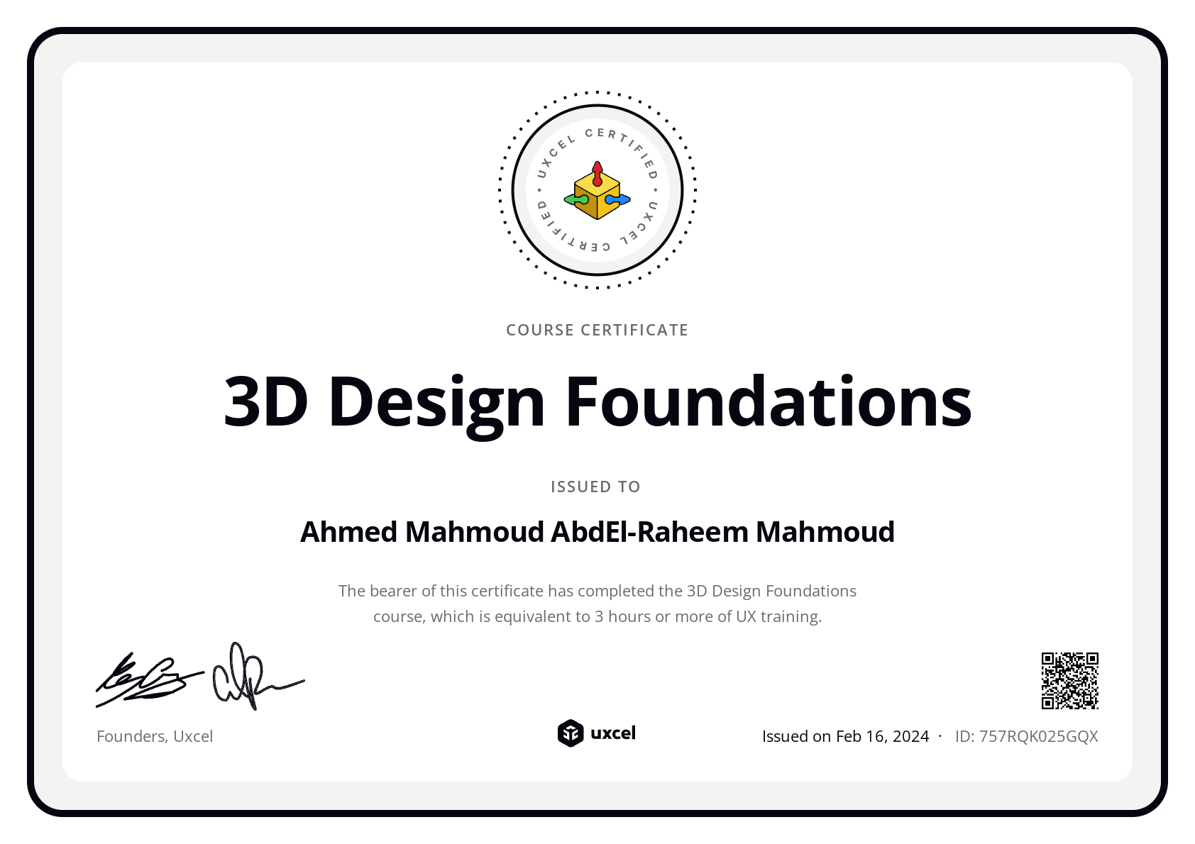 Ahmed Mahmoud AbdEl-Raheem Mahmoud's certificate